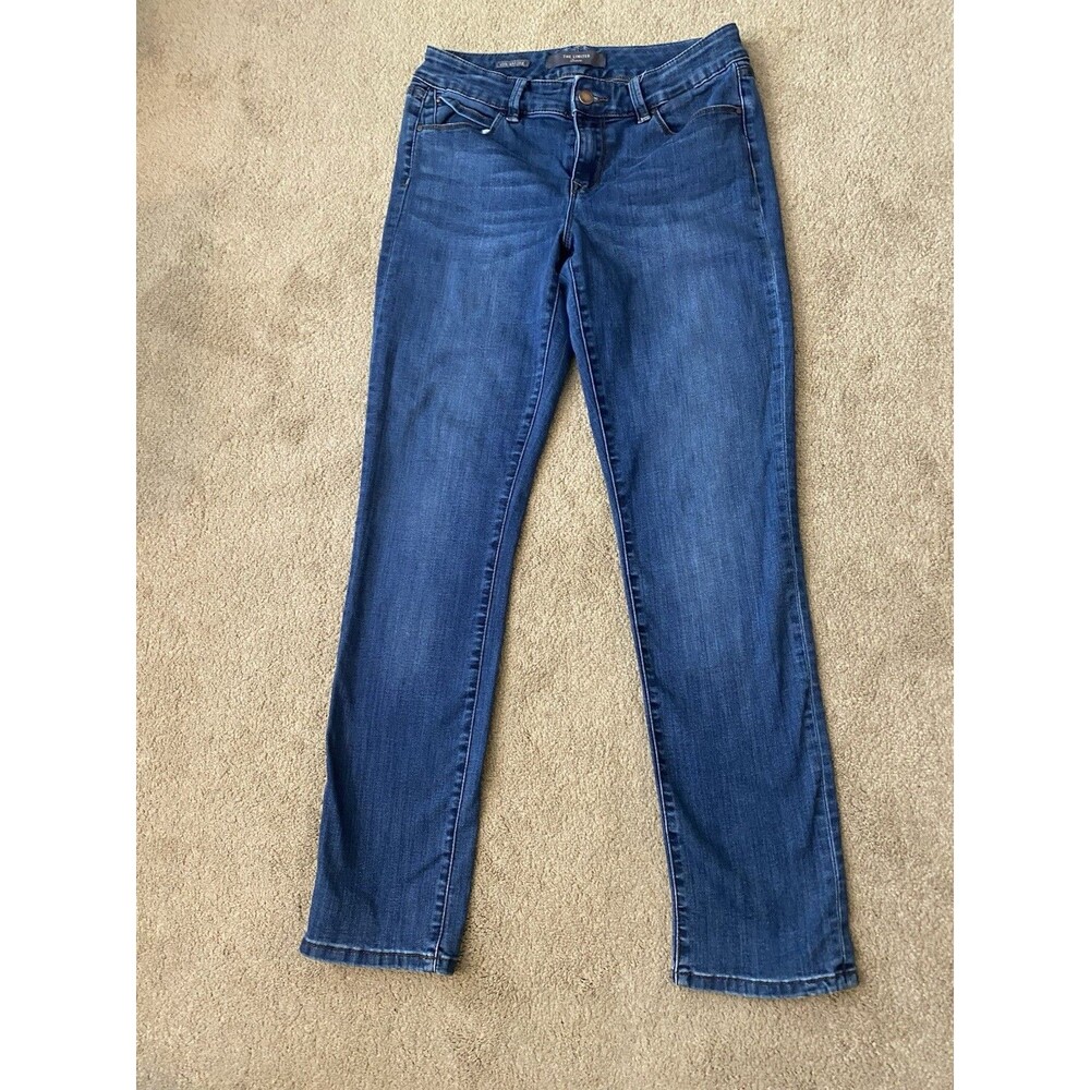 The Limited Straight Leg Blue Denim Jeans Stretch 5-Pocket Women's 10R Mid Rise